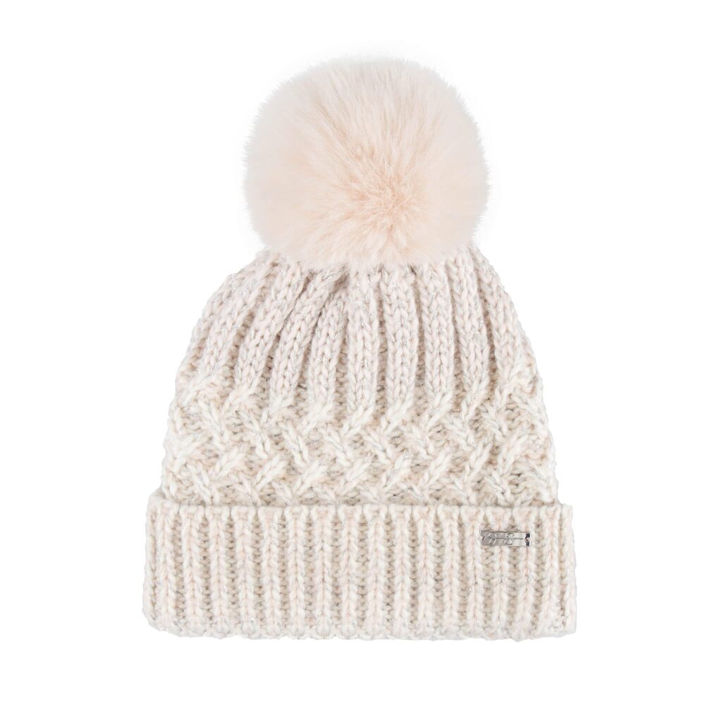 4197 Soft Knit Beanie with Fur Pom, Blush, One Size